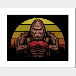 bigfoot wearing boxing gloves Posters and Art